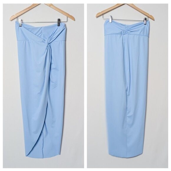 NWT SKIMS Recycled Swim Sarong Skirt Midi Slit Iris Blue Cover Up Medium M - Picture 8 of 12